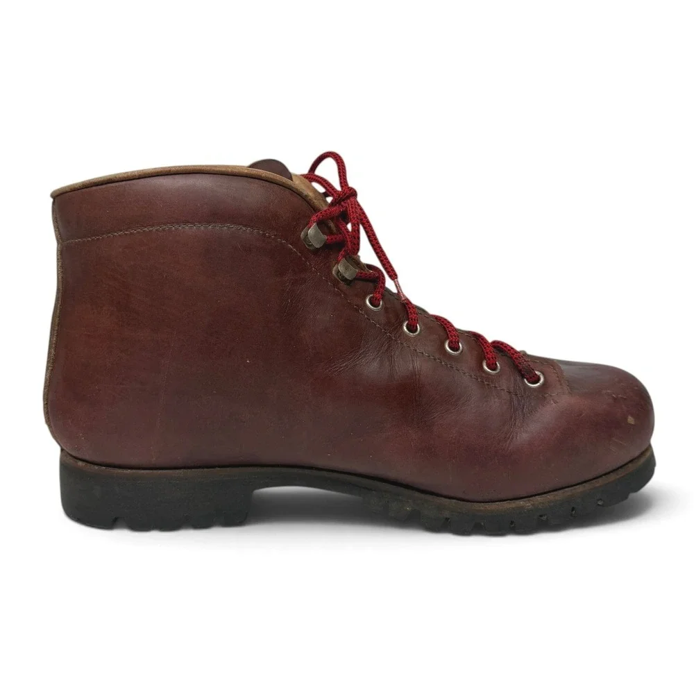 Vintage Vasque Highlander Boots Mens 11.5 Brown Red Hiking Outdoor Leather Italy